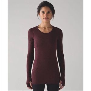 Lululemon swiftly long sleeve in deep rouge